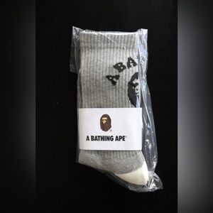 BAPE College Socks Grey / Black *BRAND NEW*